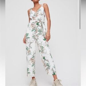 Aritzia x Little Moon 6 Petunia Jumpsuit white floral cropped sleeveless